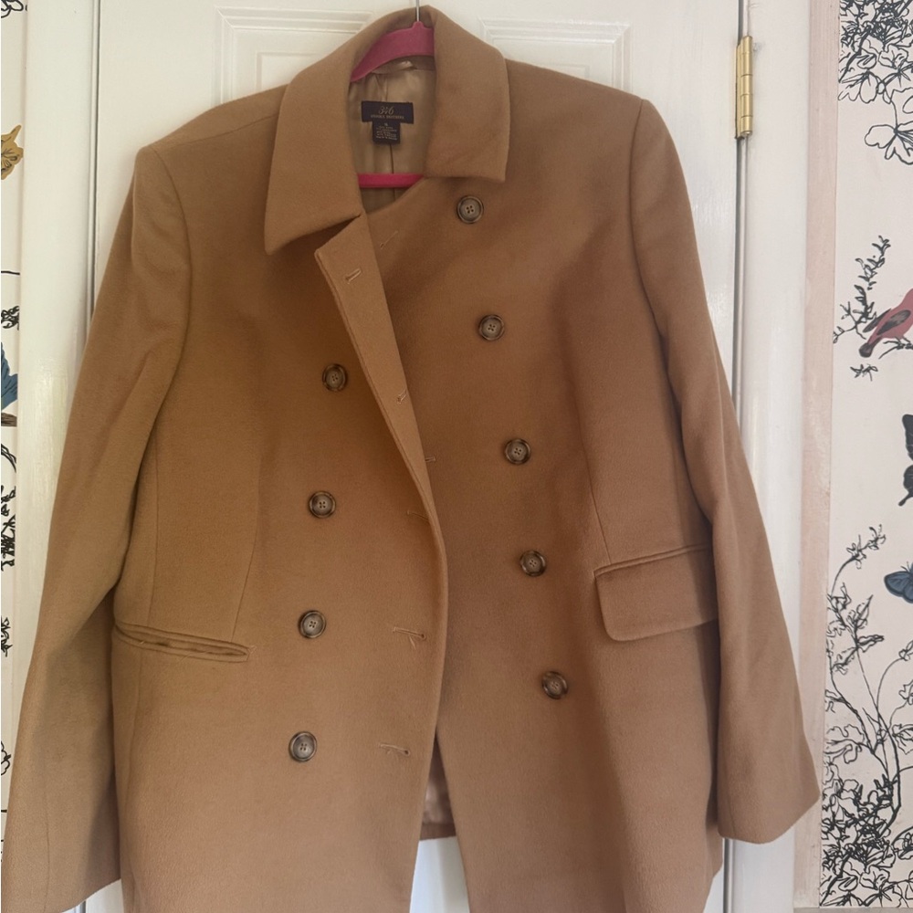 Brooks Brothers 346 Camel Wool Cashmere Double-Breasted Coat - Size 16